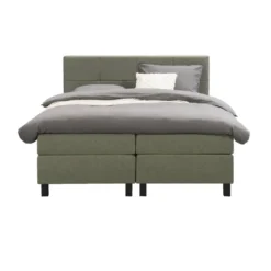 Boxspring Liv geblokt - groen - 160x200 cm - vierkante poot