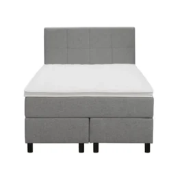 Boxspring Liv geblokt - lichtgrijs - 120x200 cm - ronde poot