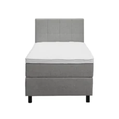 Boxspring Liv geblokt - lichtgrijs - 90x200 cm - ronde poot