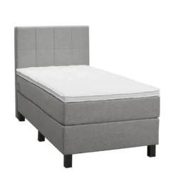 Boxspring Liv geblokt - lichtgrijs - 90x200 cm - vierkante poot