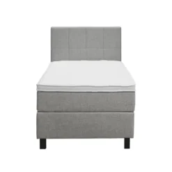 Boxspring Liv geblokt - lichtgrijs - 90x200 cm - vierkante poot