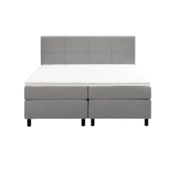 Boxspring Liv geblokt - lichtgrijs - 160x200 cm - ronde poot