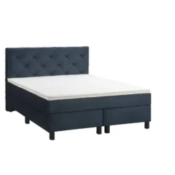 Boxspring Liv geruit - blauw - 140x200 cm - vierkante poot