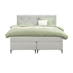 Boxspring Liv geruit - ecru - 140x200 cm - slanke poot