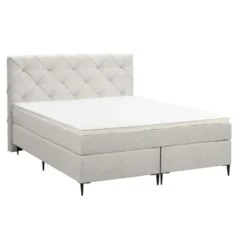 Boxspring Liv geruit - ecru - 140x200 cm - slanke poot