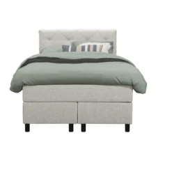 Boxspring Liv geruit - ecru - 120x200 cm - ronde poot