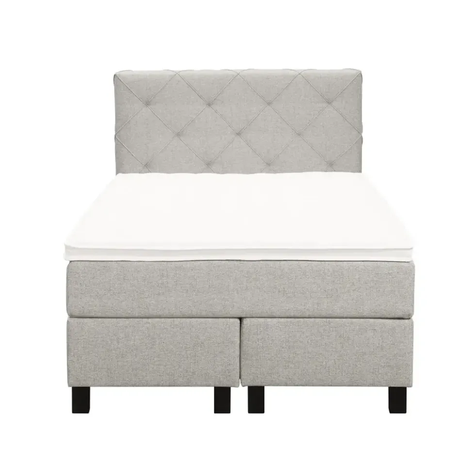 Boxspring Liv geruit - ecru - 120x200 cm - vierkante poot