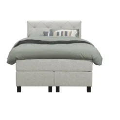Boxspring Liv geruit - ecru - 120x200 cm - vierkante poot