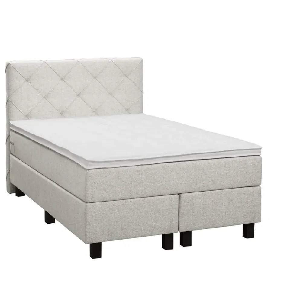 Boxspring Liv geruit - ecru - 120x200 cm - vierkante poot