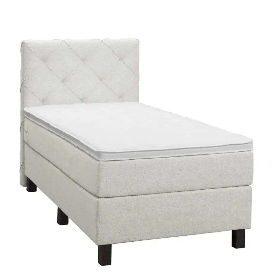 Boxspring Liv geruit - ecru - 90x200 cm - vierkante poot