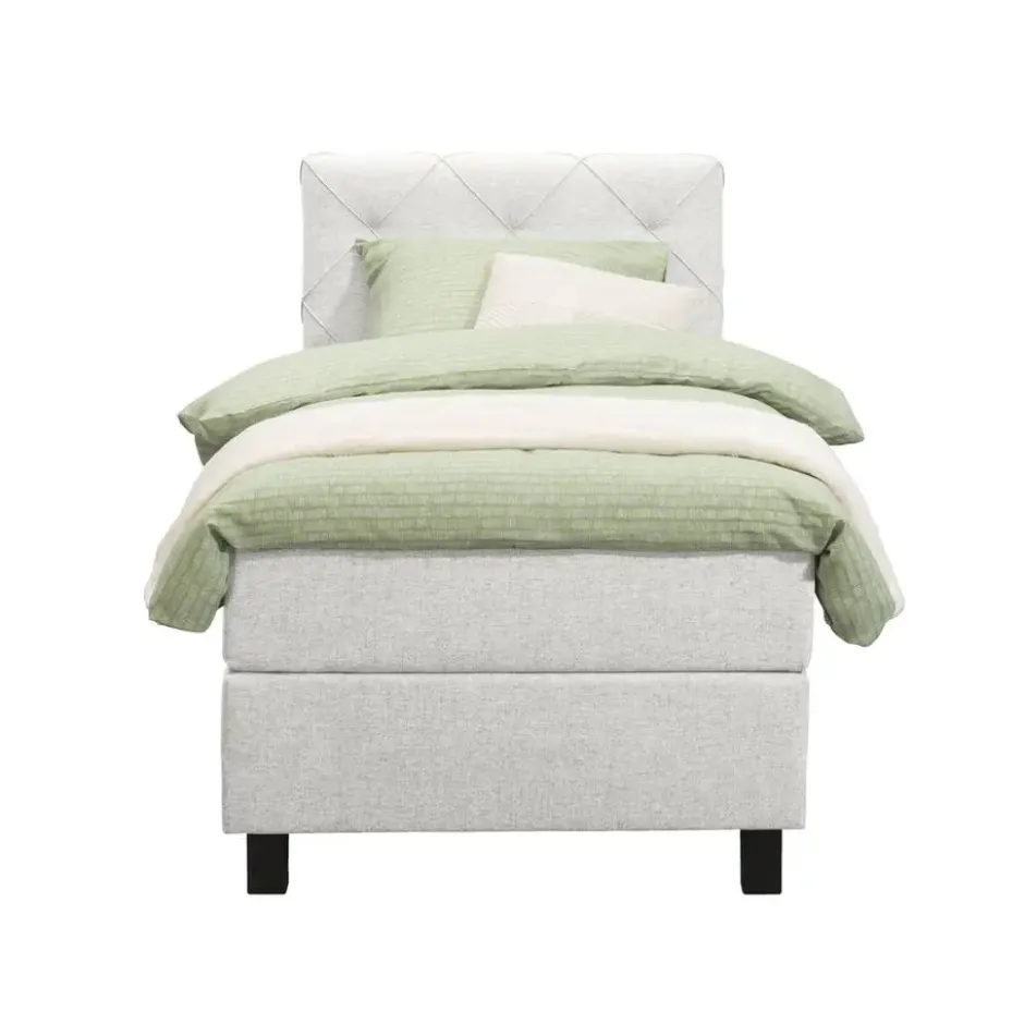 Boxspring Liv geruit - ecru - 90x200 cm - vierkante poot
