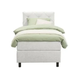 Boxspring Liv geruit - ecru - 90x200 cm - ronde poot