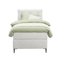 Boxspring Liv geruit - ecru - 90x200 cm - slanke poot