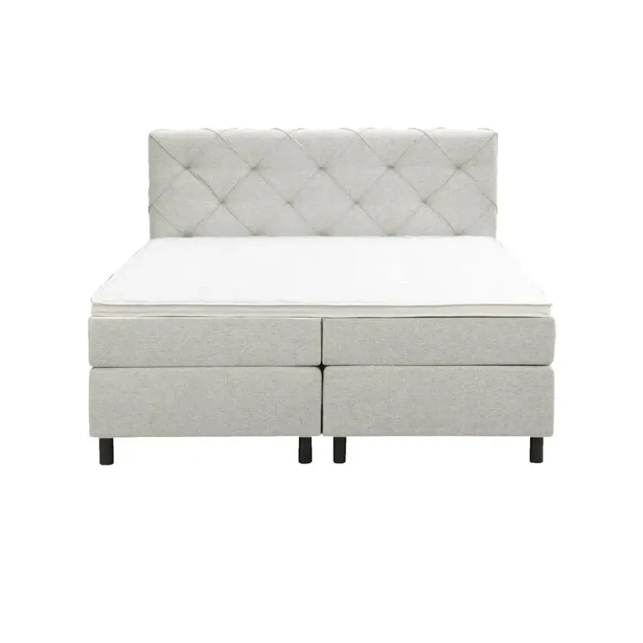 Boxspring Liv geruit - ecru - 160x200 cm - ronde poot