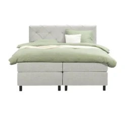 Boxspring Liv geruit - ecru - 160x200 cm - ronde poot