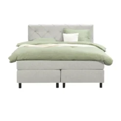 Boxspring Liv geruit - ecru - 140x200 cm - ronde poot