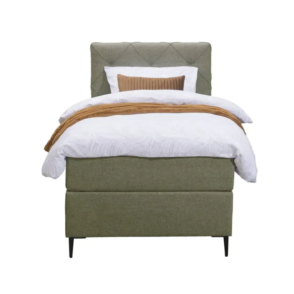 Boxspring Liv geruit - groen - 90x200 cm - slanke poot