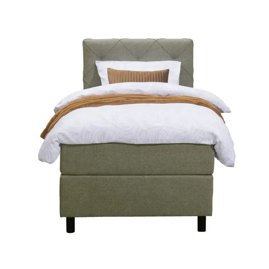 Boxspring Liv geruit - groen - 90x200 cm - ronde poot