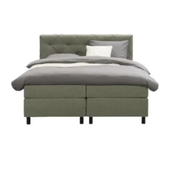 Boxspring Liv geruit - groen - 180x200 cm - ronde poot