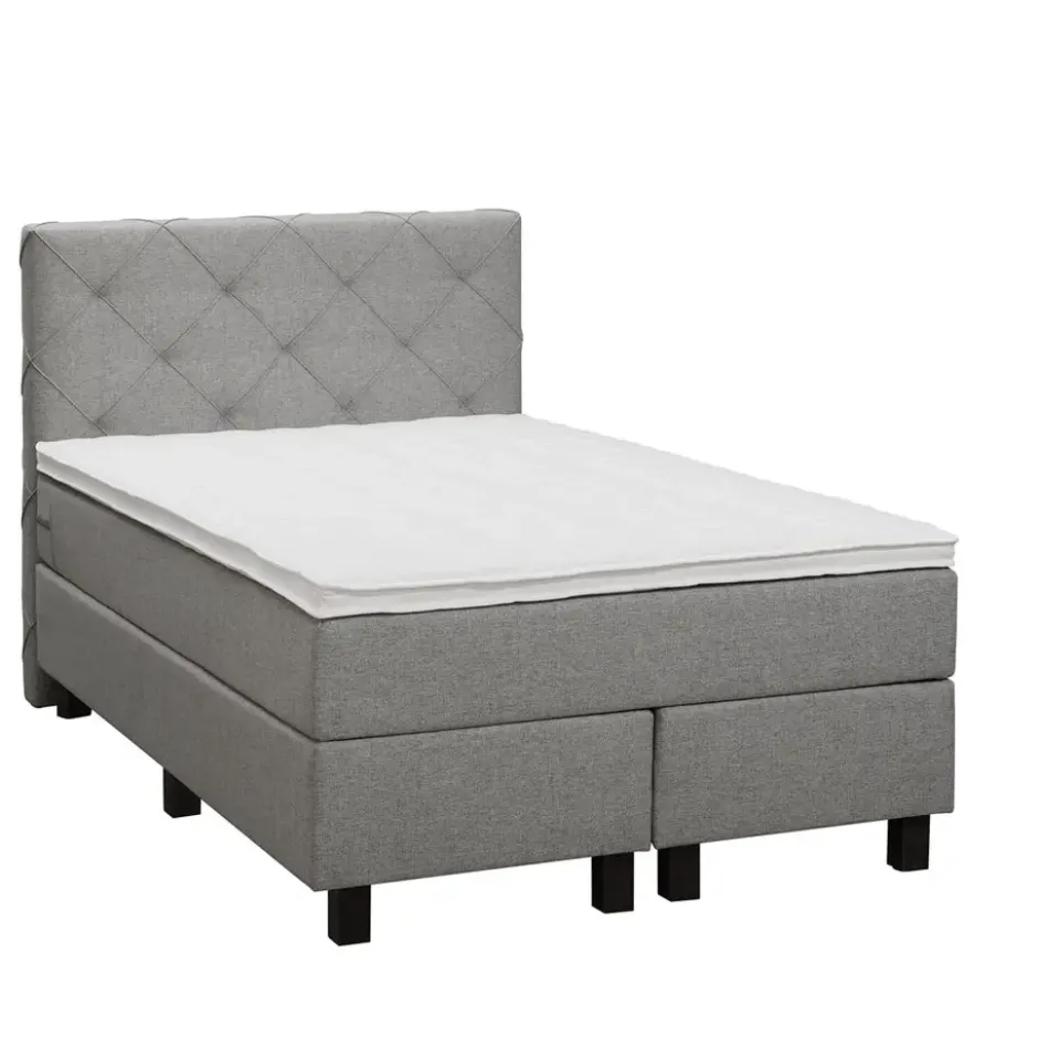 Boxspring Liv geruit - lichtgrijs - 120x200 cm - vierkante poot