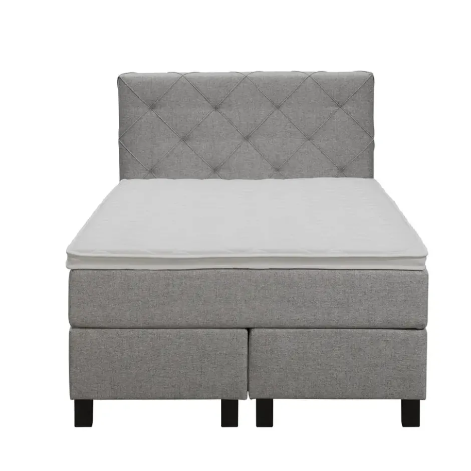 Boxspring Liv geruit - lichtgrijs - 120x200 cm - vierkante poot