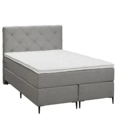 Boxspring Liv geruit - lichtgrijs - 120x200 cm - slanke poot