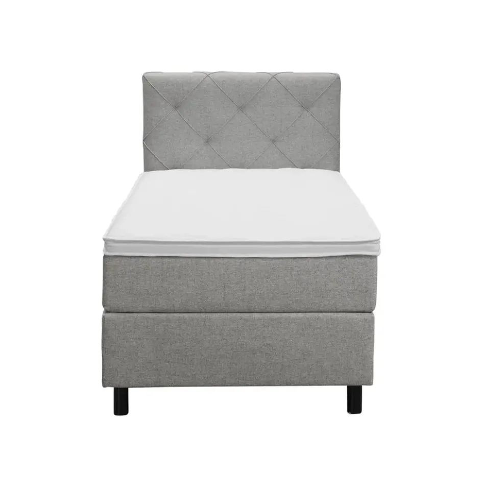 Boxspring Liv geruit - lichtgrijs - 90x200 cm - ronde poot
