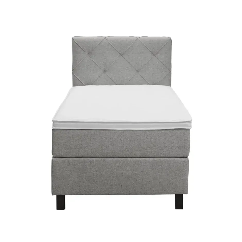 Boxspring Liv geruit - lichtgrijs - 90x200 cm - vierkante poot