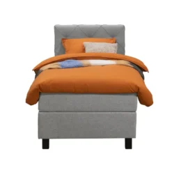 Boxspring Liv geruit - lichtgrijs - 90x200 cm - vierkante poot