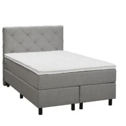Boxspring Liv geruit - lichtgrijs - 120x200 cm - ronde poot