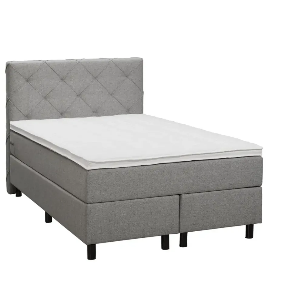 Boxspring Liv geruit - lichtgrijs - 120x200 cm - ronde poot