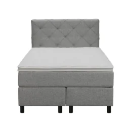 Boxspring Liv geruit - lichtgrijs - 120x200 cm - ronde poot