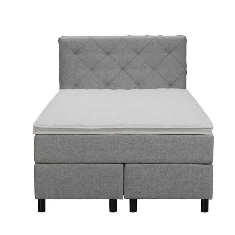 Boxspring Liv geruit - lichtgrijs - 120x200 cm - ronde poot
