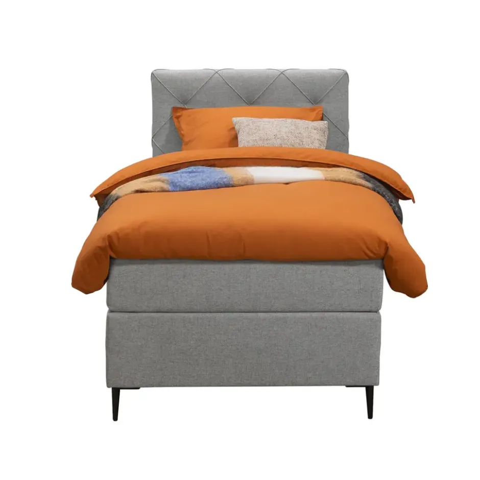 Boxspring Liv geruit - lichtgrijs - 90x200 cm - slanke poot