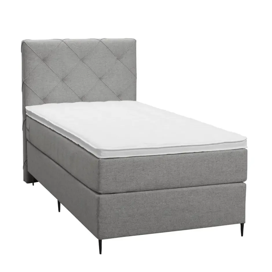 Boxspring Liv geruit - lichtgrijs - 90x200 cm - slanke poot