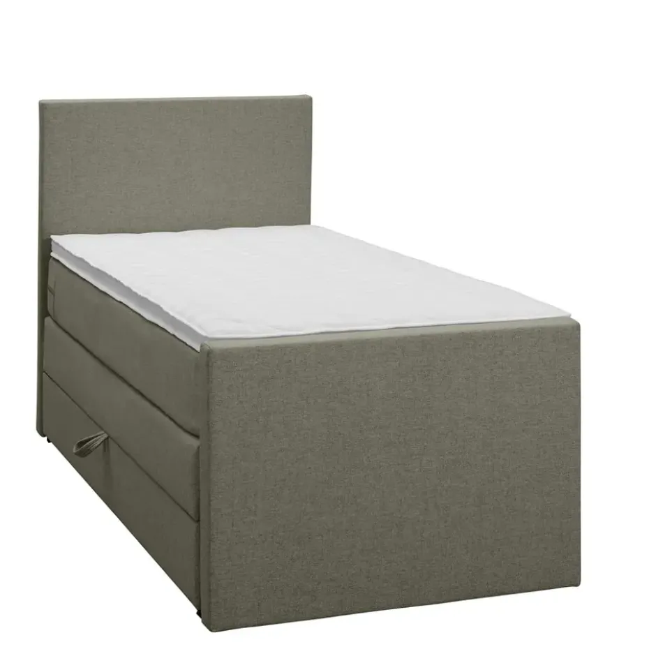 Boxspring met opbergruimte en voetbord Liv egaal - groen - 90x200cm