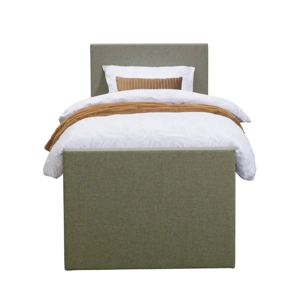 Boxspring met opbergruimte en voetbord Liv egaal - groen - 90x200cm