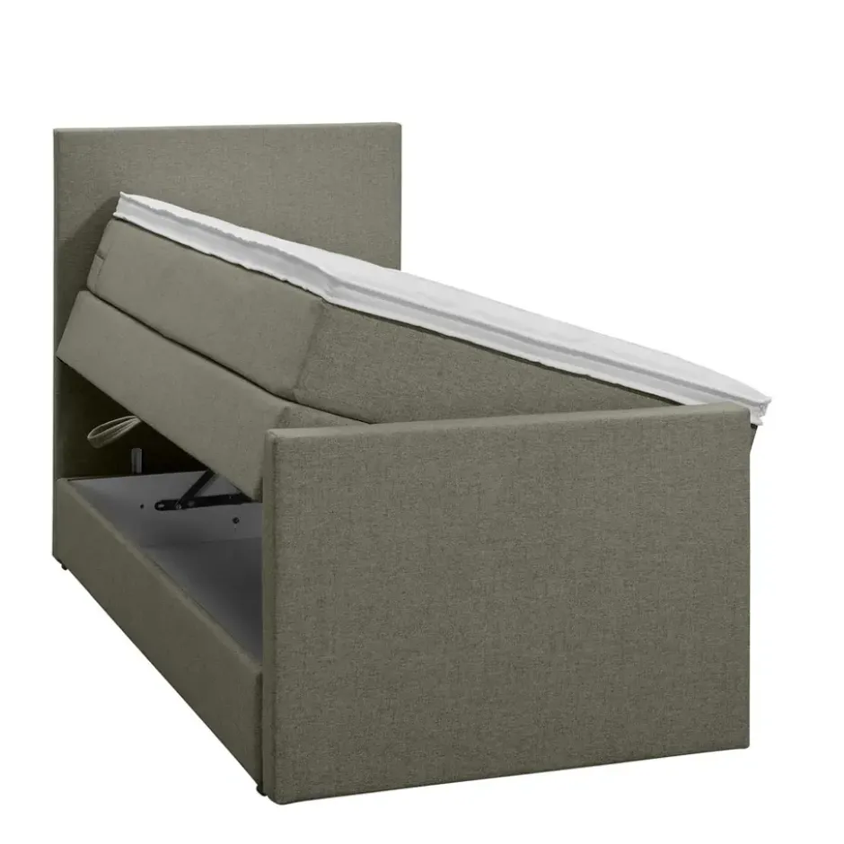 Boxspring met opbergruimte en voetbord Liv egaal - groen - 90x200cm