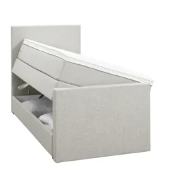 Boxspring met opbergruimte en voetbord Liv egaal - ecru - 90x200cm