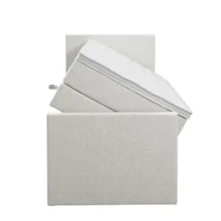 Boxspring met opbergruimte en voetbord Liv egaal - ecru - 90x200cm
