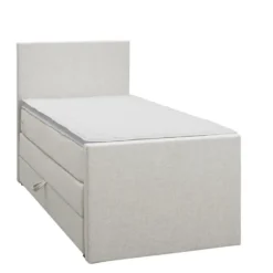 Boxspring met opbergruimte en voetbord Liv egaal - ecru - 90x200cm