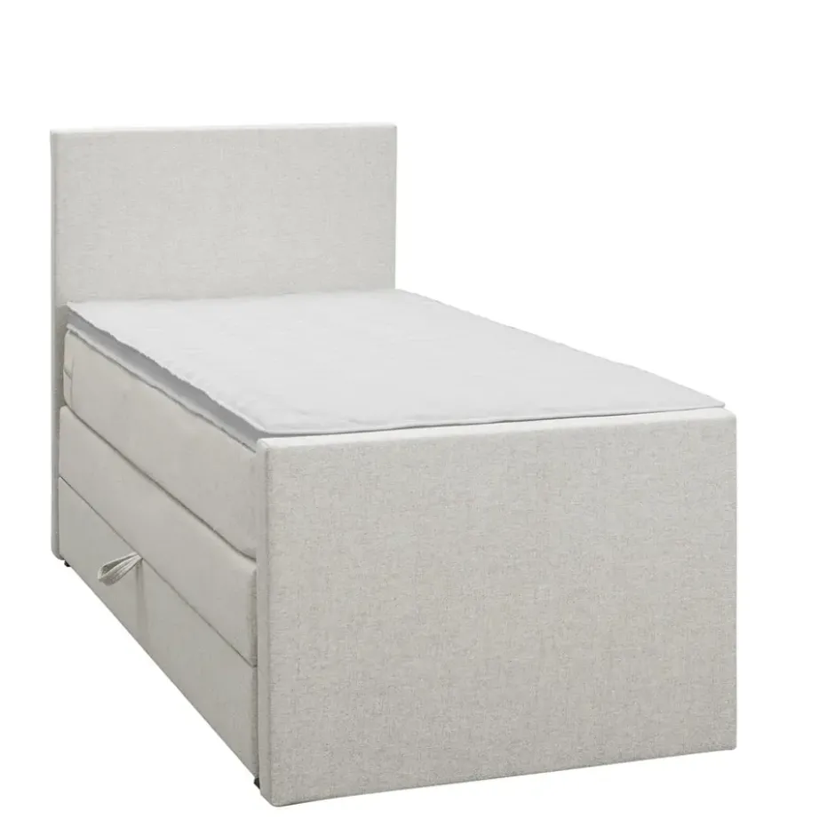 Boxspring met opbergruimte en voetbord Liv egaal - ecru - 90x200cm