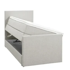 Boxspring met opbergruimte en voetbord Liv egaal - ecru - 90x200cm