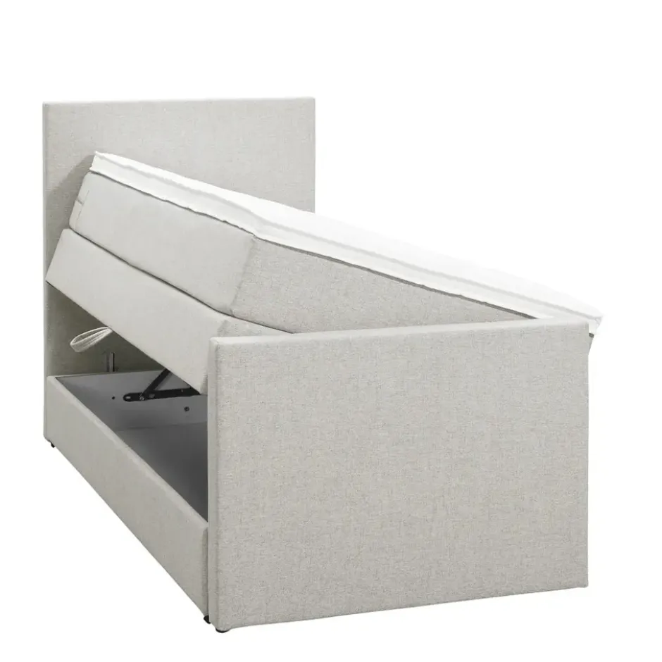 Boxspring met opbergruimte en voetbord Liv egaal - ecru - 90x200cm
