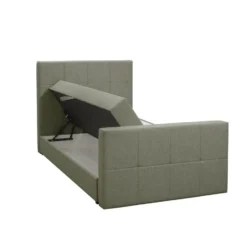 Boxspring met opbergruimte en voetbord Liv egaal - lichtgrijs - 120x200cm