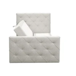 Boxspring met opbergruimte en voetbord Liv geruit - ecru - 120x200cm