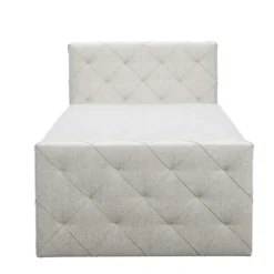 Boxspring met opbergruimte en voetbord Liv geruit - ecru - 120x200cm