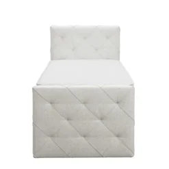 Boxspring met opbergruimte en voetbord Liv geruit - ecru - 90x200cm