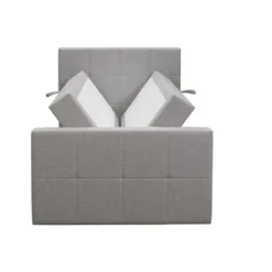 Boxspring met opbergruimte en voetbord Liv geblokt - lichtgrijs - 120x200cm