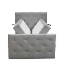 Boxspring met opbergruimte en voetbord Liv geruit - lichtgrijs - 120x200cm